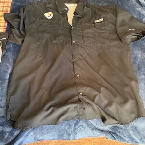 Columbia PFGBlack Button-Up Shirt with Steelers Logo